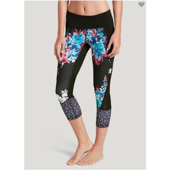 💕JOCKEY💕 Floral Printed Crop Legging ~ Bouquet Ditsy Floral Medium M NWT - Picture 1 of 5